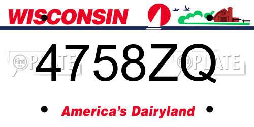 4758ZQ Wisconsin License Plate