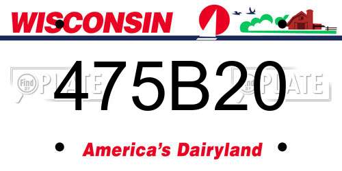 475B20 Wisconsin License Plate