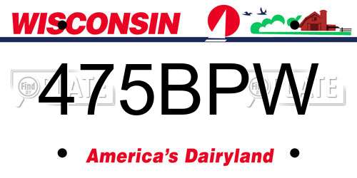 475BPW Wisconsin License Plate