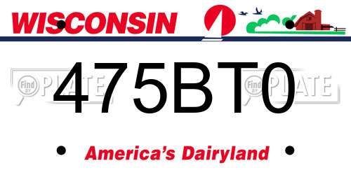 475BT0 Wisconsin License Plate