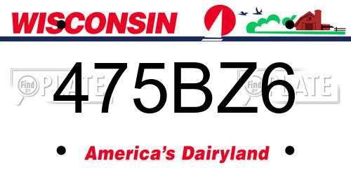 475BZ6 Wisconsin License Plate