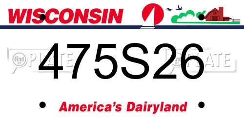 475S26 Wisconsin License Plate