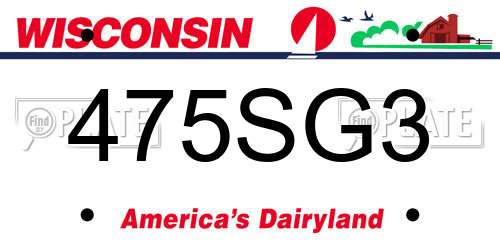 475SG3 Wisconsin License Plate