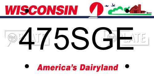 475SGE Wisconsin License Plate
