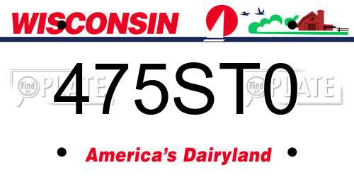 475ST0 Wisconsin License Plate