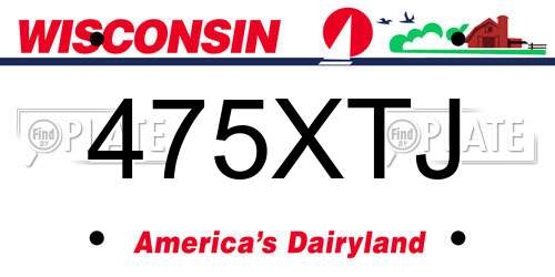 475XTJ Wisconsin License Plate
