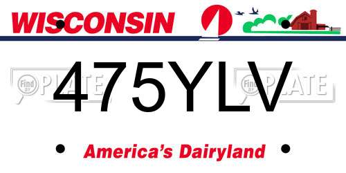 475YLV Wisconsin License Plate