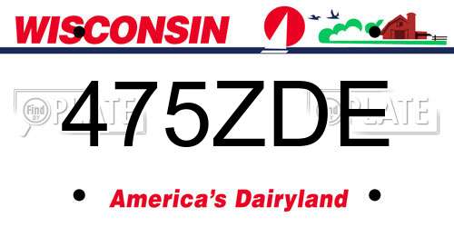 475ZDE Wisconsin License Plate