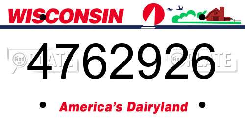 4762926 Wisconsin License Plate