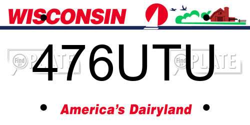476UTU Wisconsin License Plate