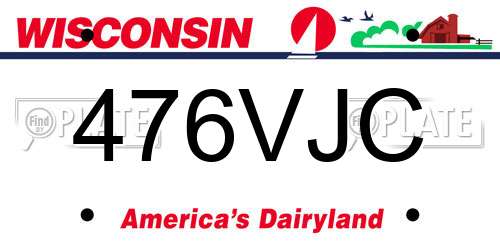 476VJC Wisconsin License Plate