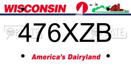 476XZB Wisconsin License Plate