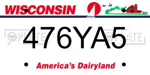476YA5 Wisconsin License Plate