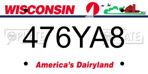 476YA8 Wisconsin License Plate