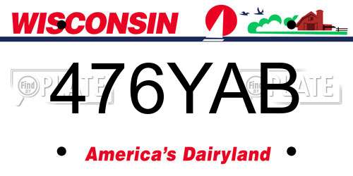 476YAB Wisconsin License Plate