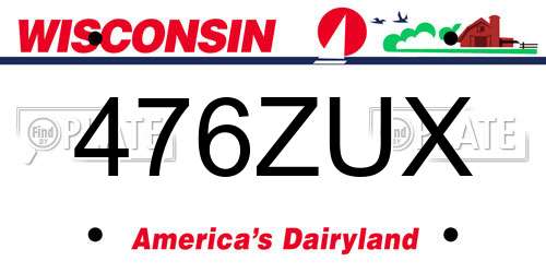 476ZUX Wisconsin License Plate