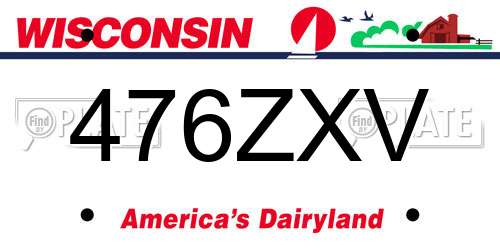 476ZXV Wisconsin License Plate