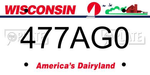477AG0 Wisconsin License Plate