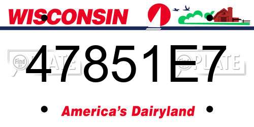 47851E7 Wisconsin License Plate