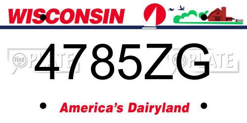 4785ZG Wisconsin License Plate