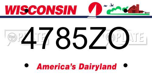 4785ZO Wisconsin License Plate