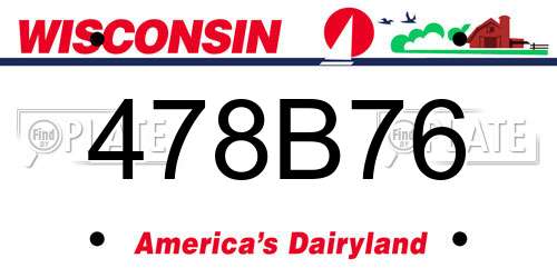 478B76 Wisconsin License Plate