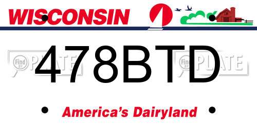 478BTD Wisconsin License Plate