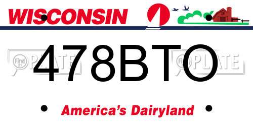 478BTO Wisconsin License Plate
