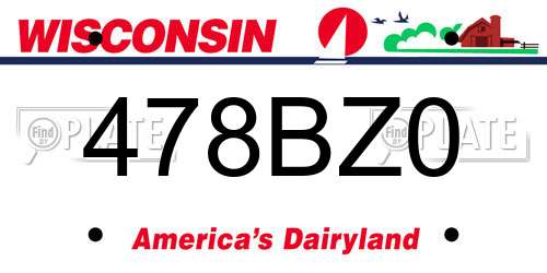 478BZ0 Wisconsin License Plate