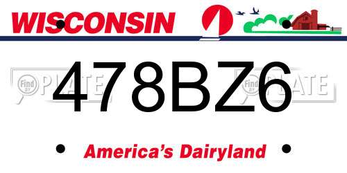 478BZ6 Wisconsin License Plate
