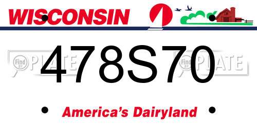 478S70 Wisconsin License Plate