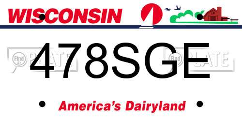 478SGE Wisconsin License Plate
