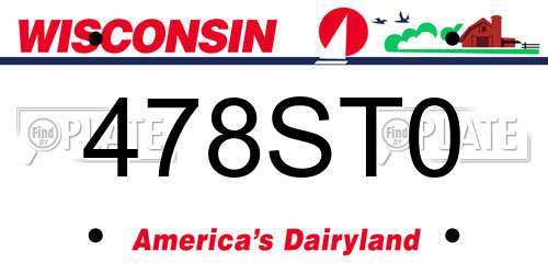 478ST0 Wisconsin License Plate