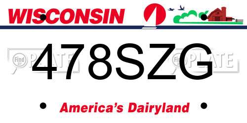 478SZG Wisconsin License Plate