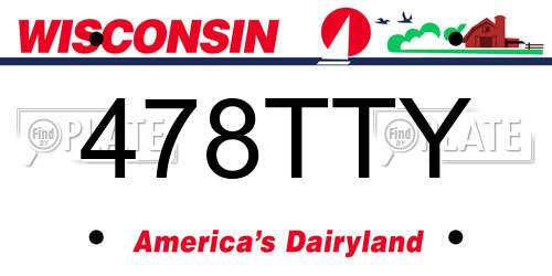 478TTY Wisconsin License Plate
