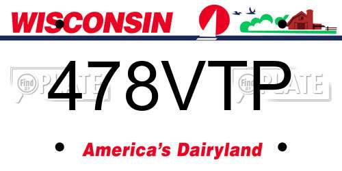 478VTP Wisconsin License Plate