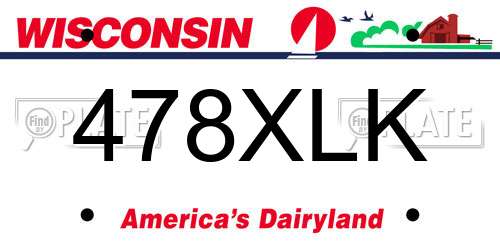 478XLK Wisconsin License Plate