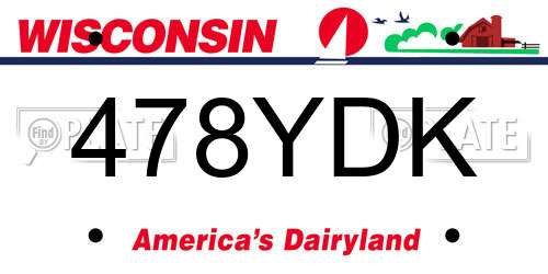 478YDK Wisconsin License Plate