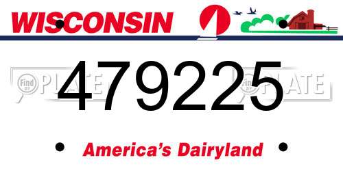 479225 Wisconsin License Plate