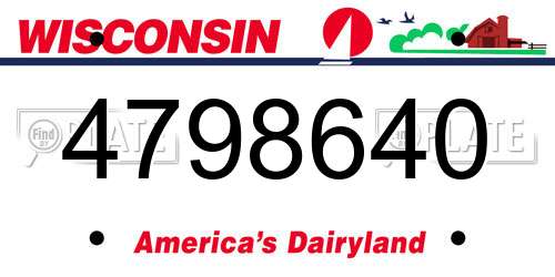 4798640 Wisconsin License Plate