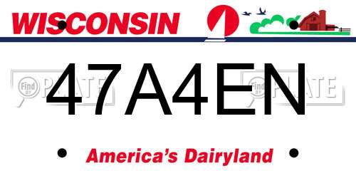 47A4EN Wisconsin License Plate