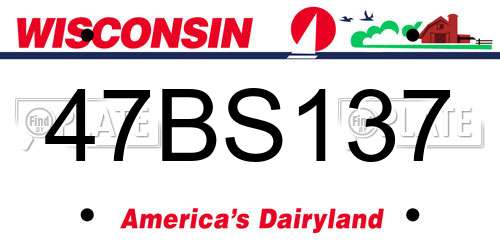 47BS137 Wisconsin License Plate