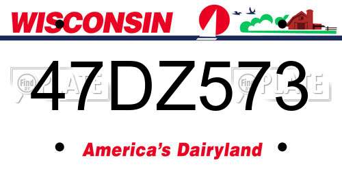 47DZ573 Wisconsin License Plate