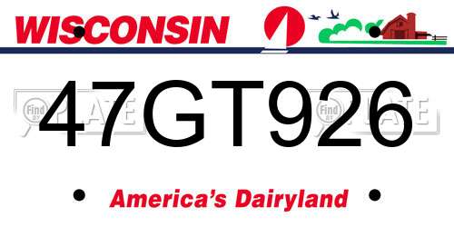 47GT926 Wisconsin License Plate