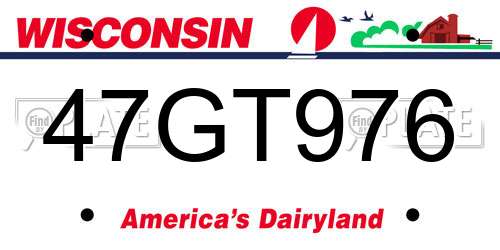 47GT976 Wisconsin License Plate