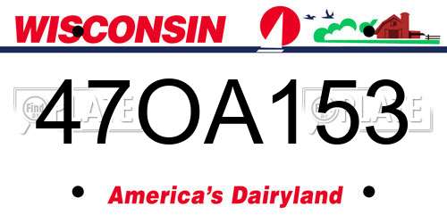 47OA153 Wisconsin License Plate