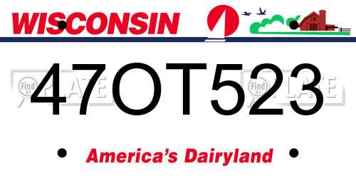 47OT523 Wisconsin License Plate