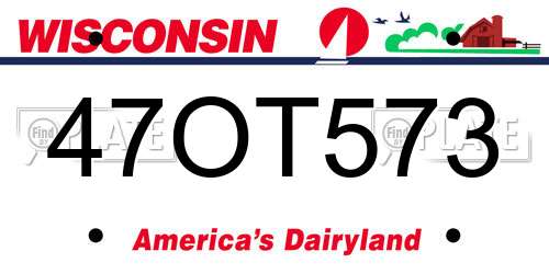 47OT573 Wisconsin License Plate