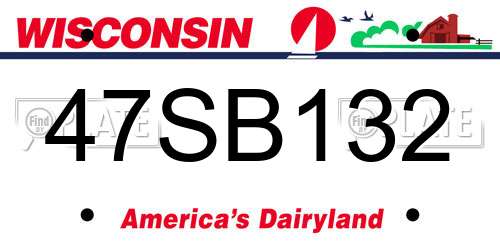 47SB132 Wisconsin License Plate