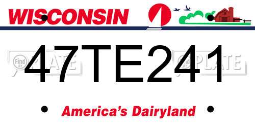 47TE241 Wisconsin License Plate